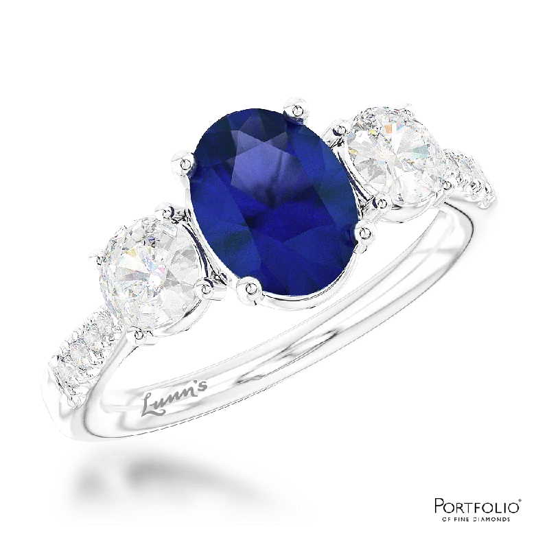 stacking rings for women -Three Stone 1.29ct Sapphire Platinum Ring