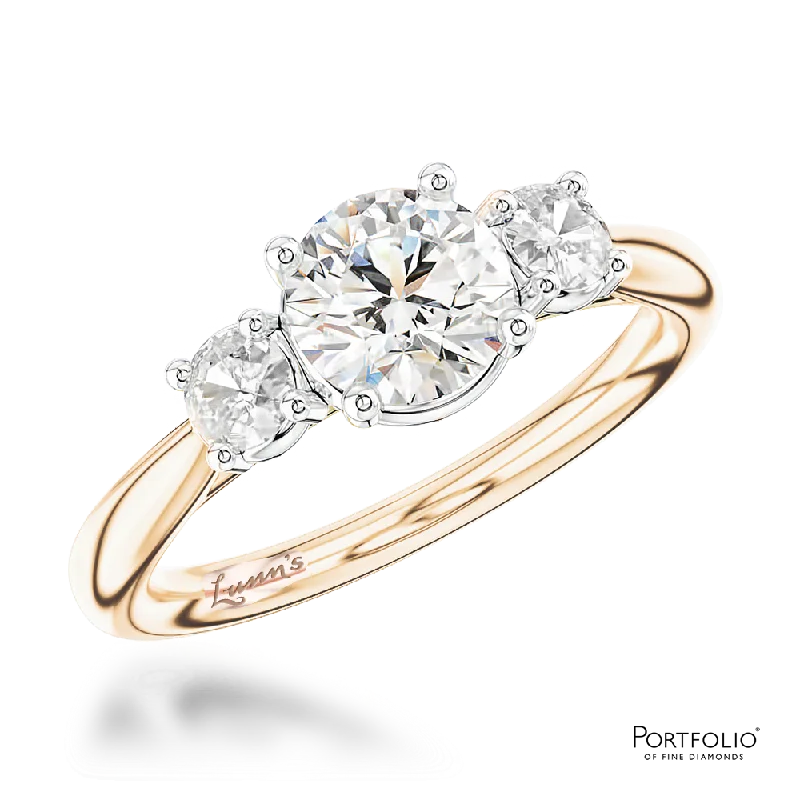 elegant rings for women -Three Stone 0.82ct E SI2 Diamond Rose Gold/Platinum Ring