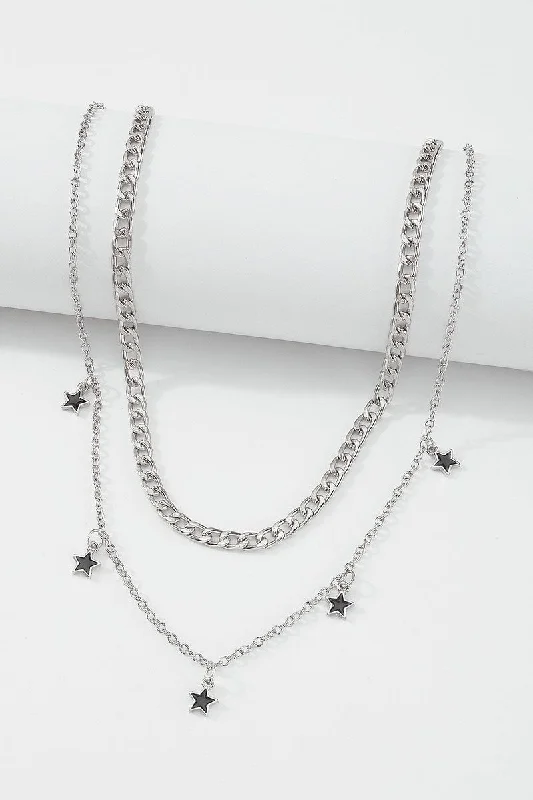 sterling silver necklaces for women -Double Layer Star Necklace