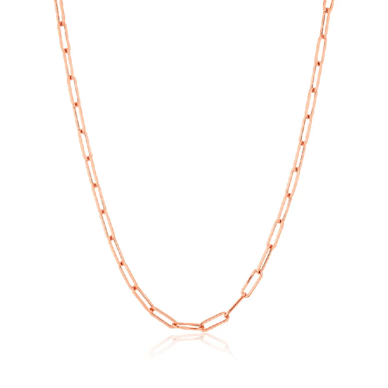 unique charm necklaces for women -14KT Rose Gold Paper Clip Necklace