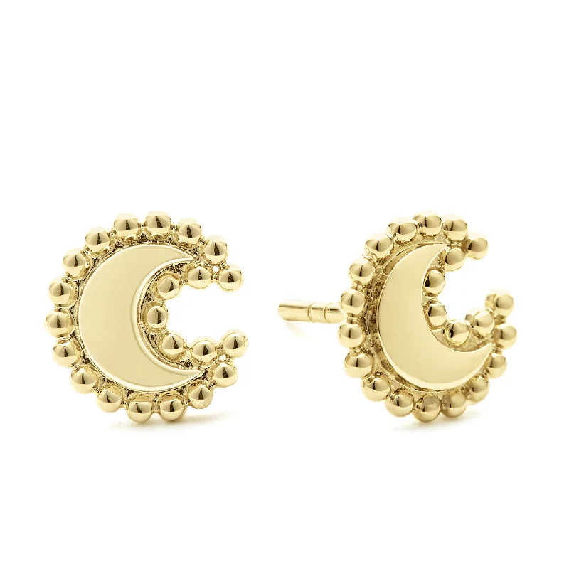 cute earrings for women -KSL 18K Gold Crescent Stud Earrings