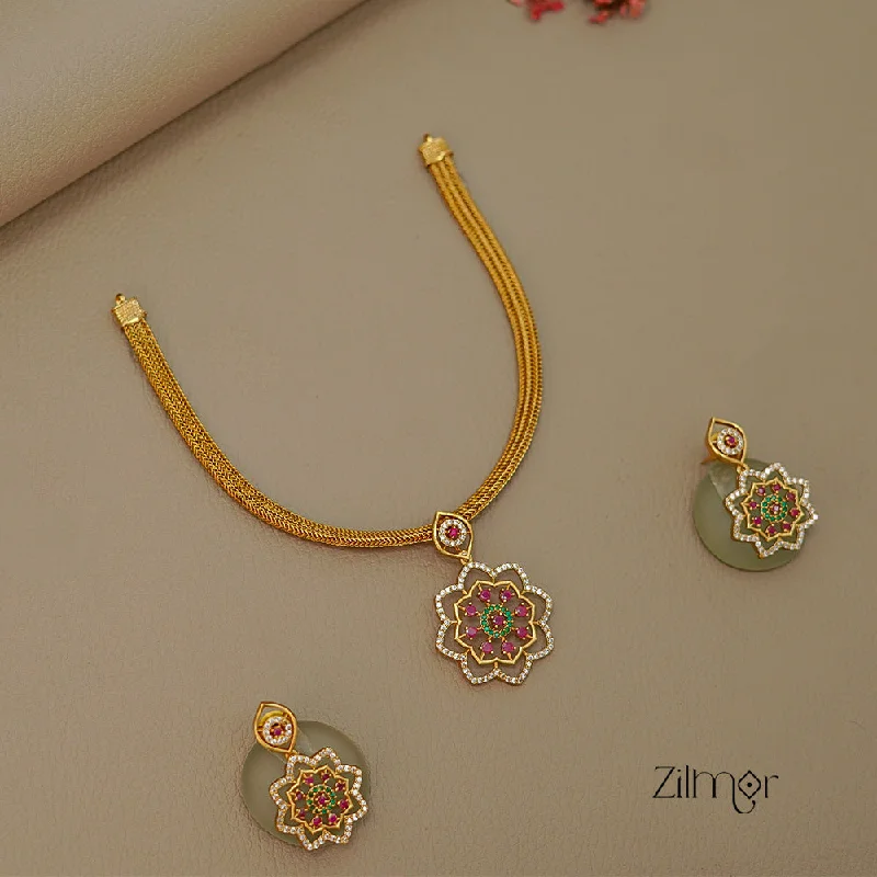 luxury fashion necklaces for women -SN1011463 - AD Stone Pendant Antique Necklace Earrings Set