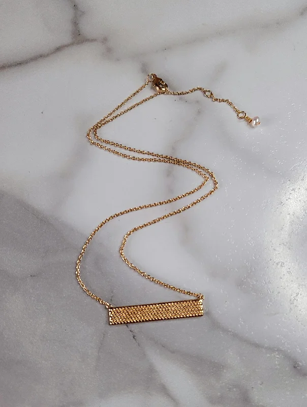 adjustable necklaces for women -Textured Bar Necklace