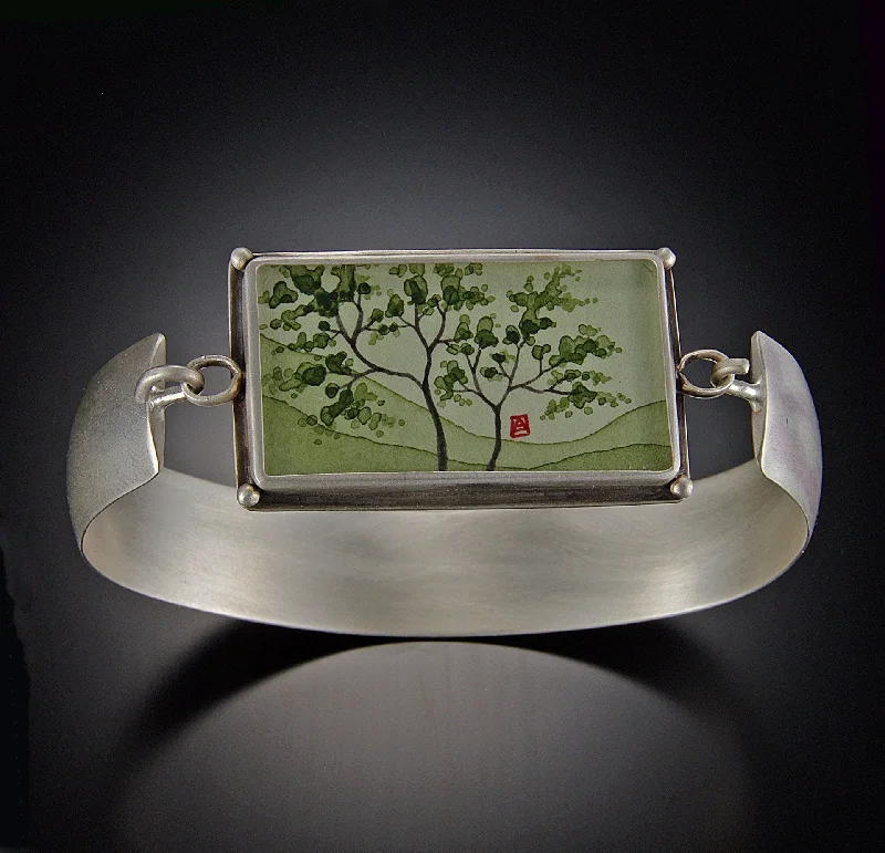 sterling silver bracelets for women -Spring Maple Cuff Bracelet