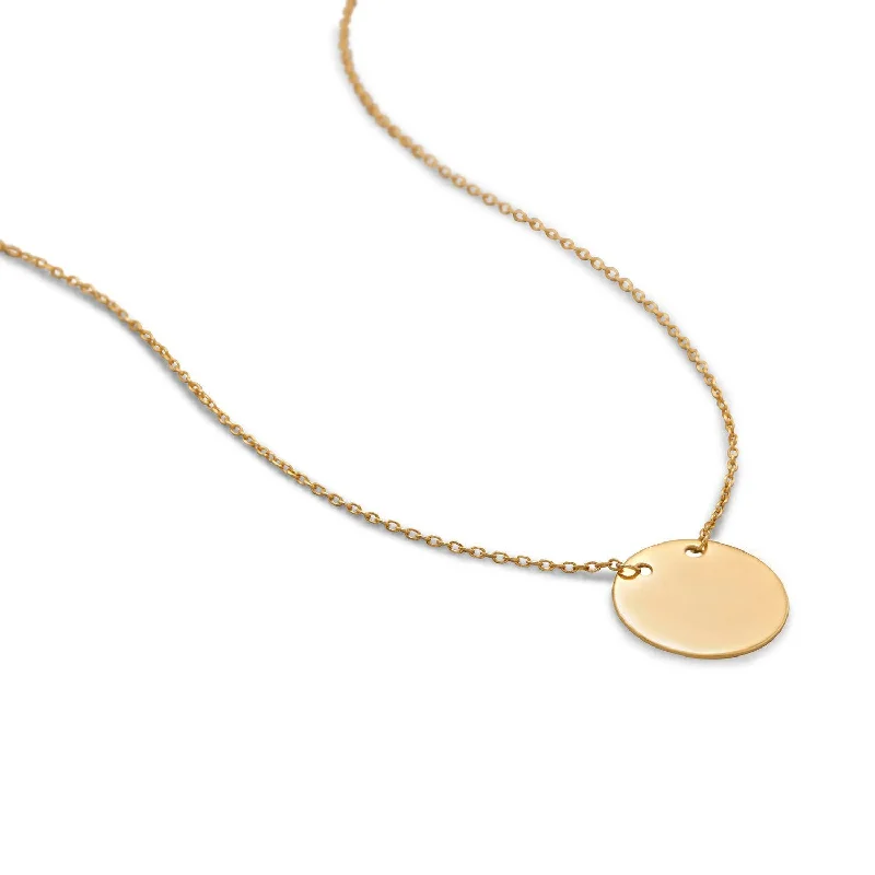 unique charm necklaces for women -14 Karat Gold Plated Polished Round Engravable Disk Necklace