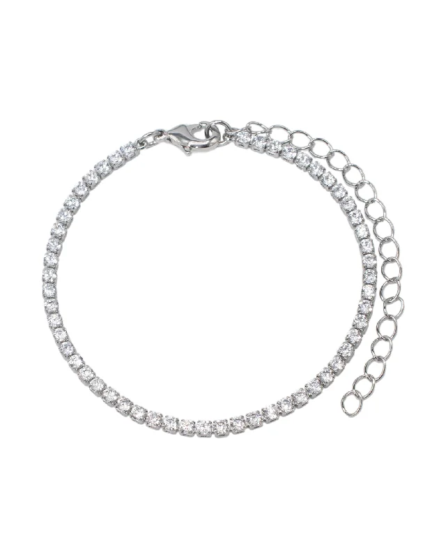 engraved bangles for women -Delicate CZ Round Bracelet