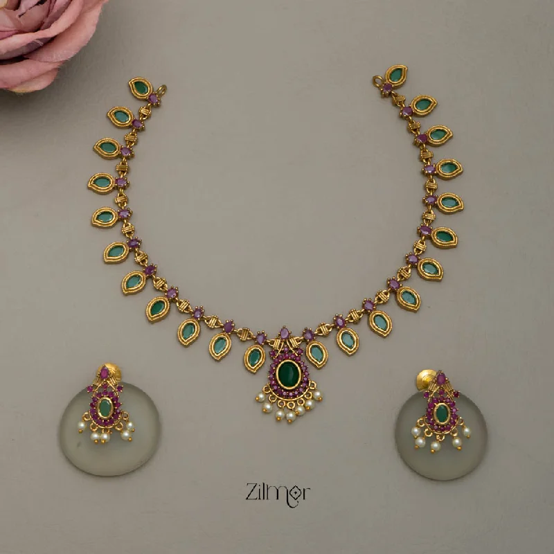 heart-shaped necklaces for women -NV101734 - Antique Palakka Necklace Earrings Set