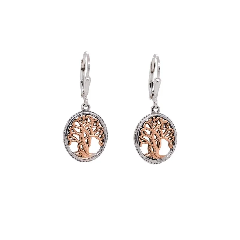 fashion gold earrings -10k Yellow or Rose Gold Tree of Life Earrings