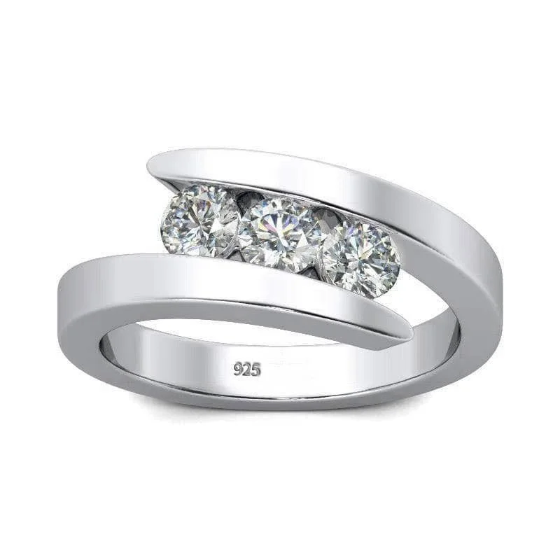 emerald-cut diamond engagement rings -Three Stones 4mm Diamond Engagement Ring