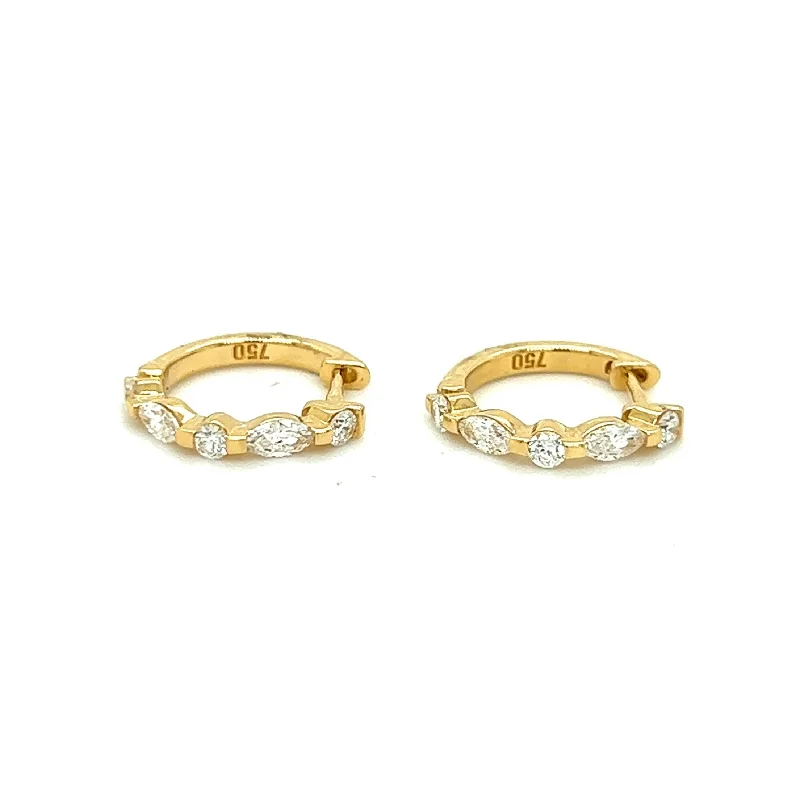 gold stud earrings for women -Hoop Diamond Earrings