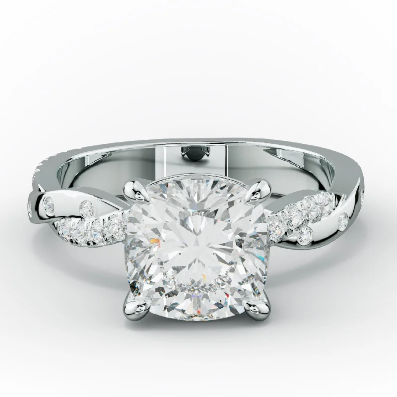 heart-shaped diamond engagement rings -Mia Cushion Cut Diamond Engagement Ring