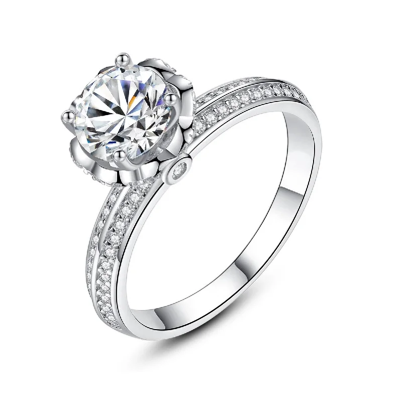 diamond cluster engagement rings -Sterling Silver Cz Engagement Rings Promise Rings for her