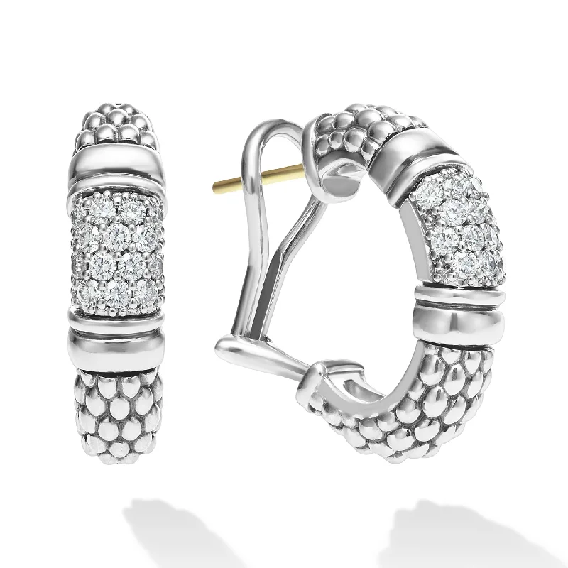 hoop earrings with gemstones -Signature Caviar Caviar Diamond Hoop Earrings