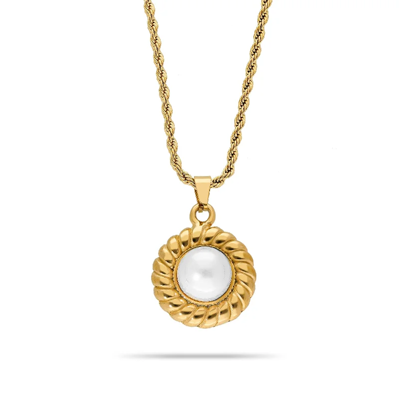 bohemian necklaces for women -Pearl sun necklace gold