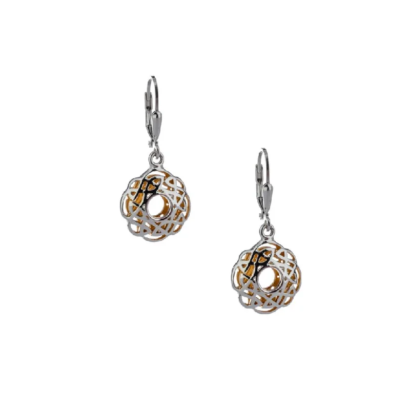 crystal stud earrings -Silver with 22k Gold Gilding Window to the Soul Scalloped Earrings