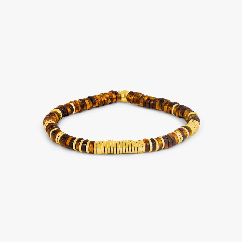 engraved bracelets for women -Constellation Bracelet In Yellow Gold & Tiger Eye