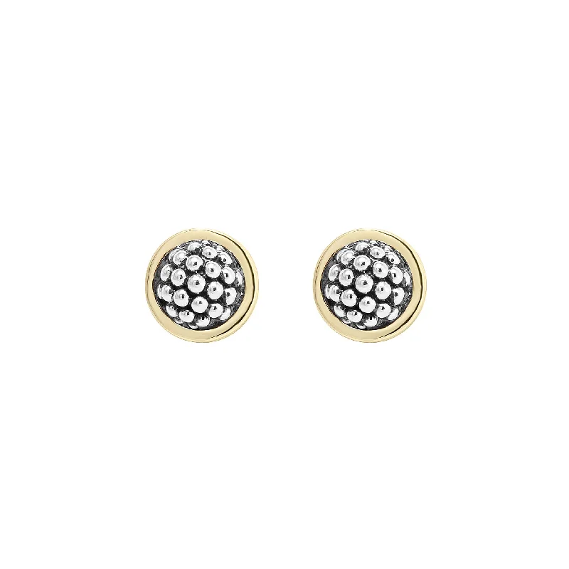 custom earrings for women -Signature Caviar Two-Tone Caviar Stud Earrings