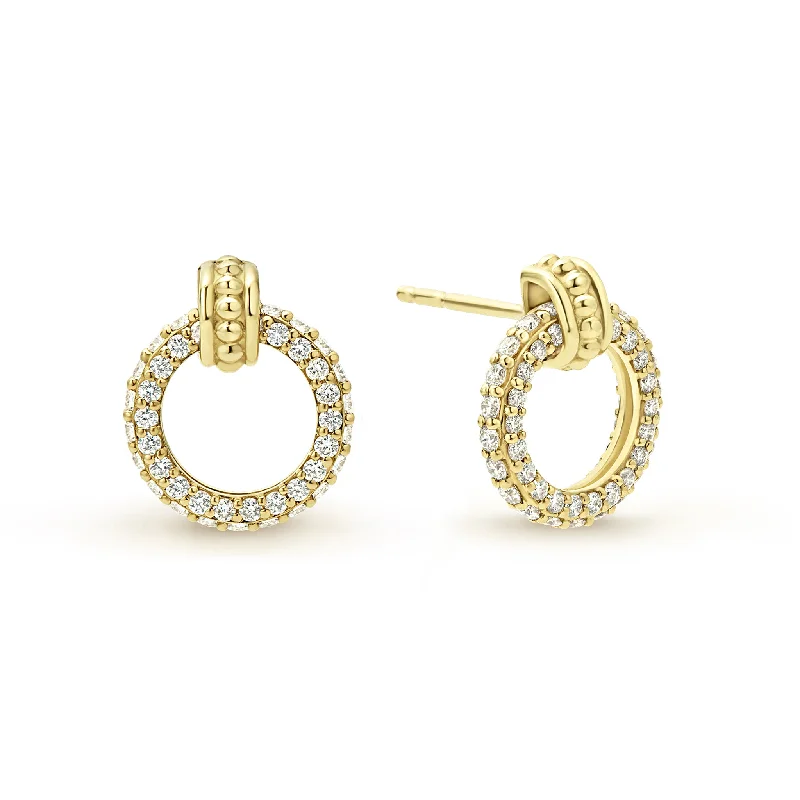 classic diamond earrings -Meridian 18K Gold Circle Diamond Stud Earrings