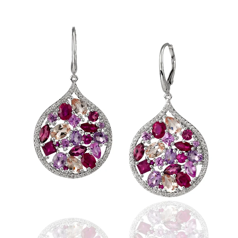 unique designer earrings -Caviar Pink Sapphire Drop Earrings