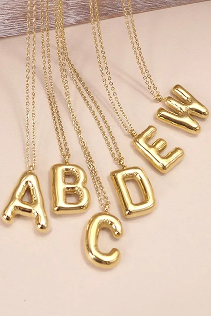 women’s engagement pendant necklaces -Bubble Balloon Letter Necklace