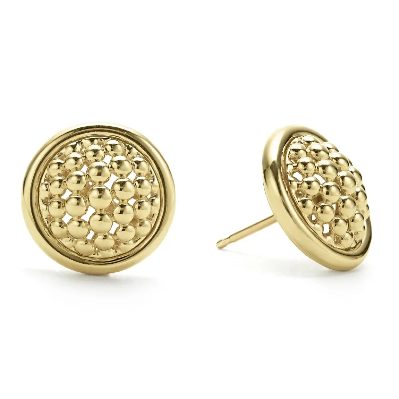 elegant earrings for women -Meridian 18K Gold Caviar Stud Earrings