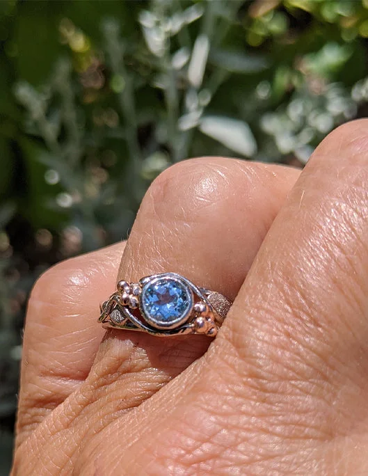 wedding rings for women -Blue Topaz in White and Rose gold