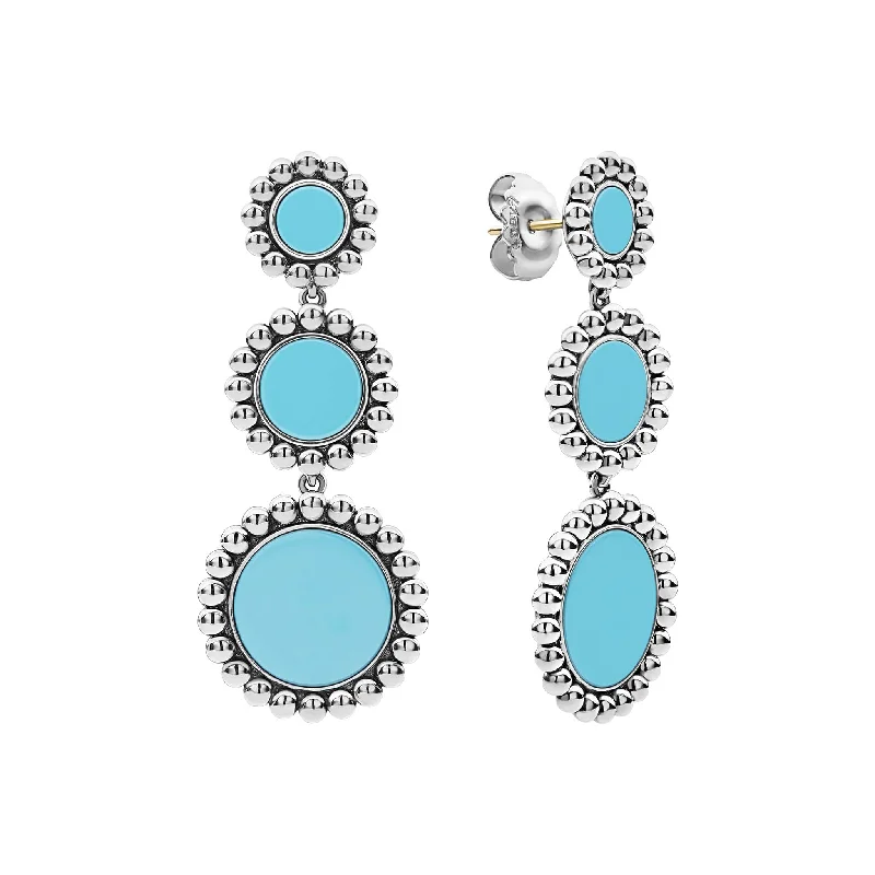 bold statement earrings -Maya Three Ceramic Circle Drop Earrings