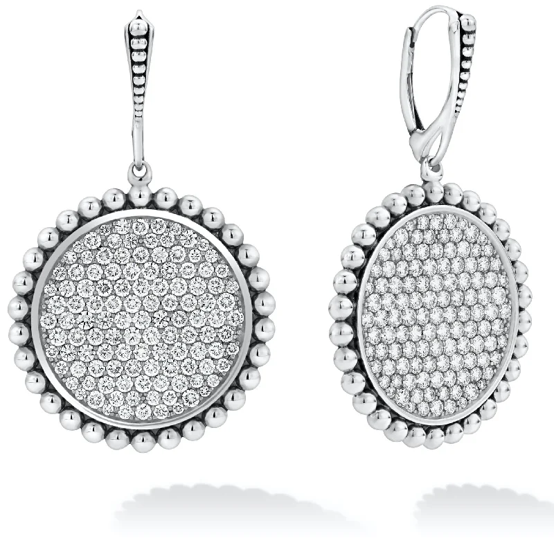 elegant pearl drop earrings -Caviar Spark Large Caviar Circle Diamond Drop Earrings