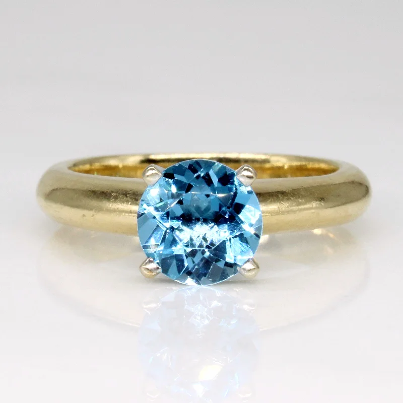 delicate rings for women -Blue Topaz Solitaire Ring | 1.45ct | SZ 6.25 |