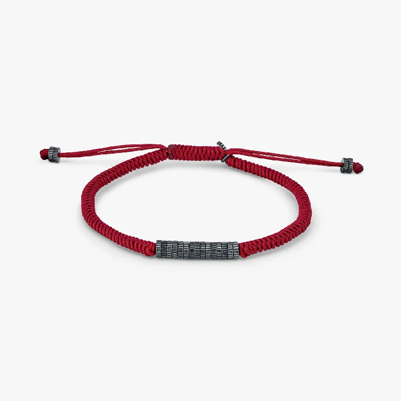 diamond bangles for women -Red Sterling Silver Macrame Serpente Gear Eco-Friendly Bracelet