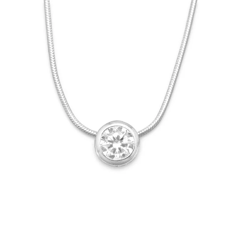 elegant pendant necklaces for women -16" Necklace with 7mm Bezel Set CZ Slide