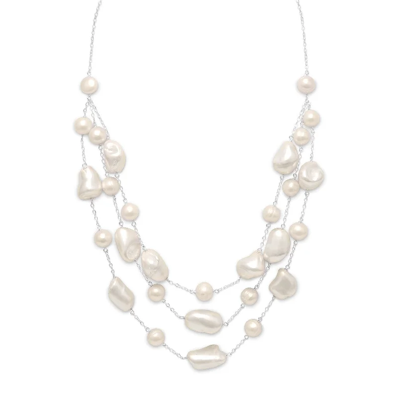 symbolic necklaces for women -16"+2" Extension Graduated Shell and Cultured Freshwater Pearl Necklace