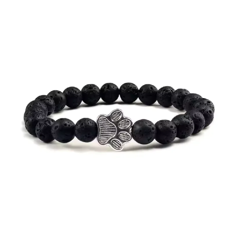 cuff bangles for women -PawZee Ebony Paw Print Charm Bracelet