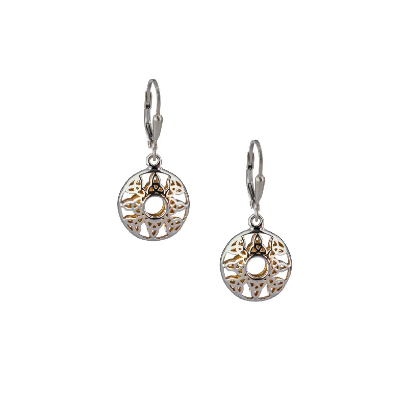 dainty earrings for women -Silver with 22k Gold Gilding Window to the Soul Trinity Leverback Earrings