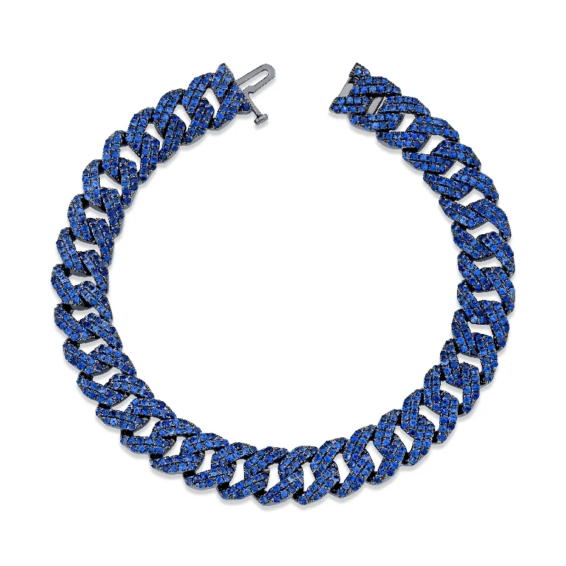 designer bangles for women -MEN'S BLUE SAPPHIRE PAVE GEO LINK BRACELET