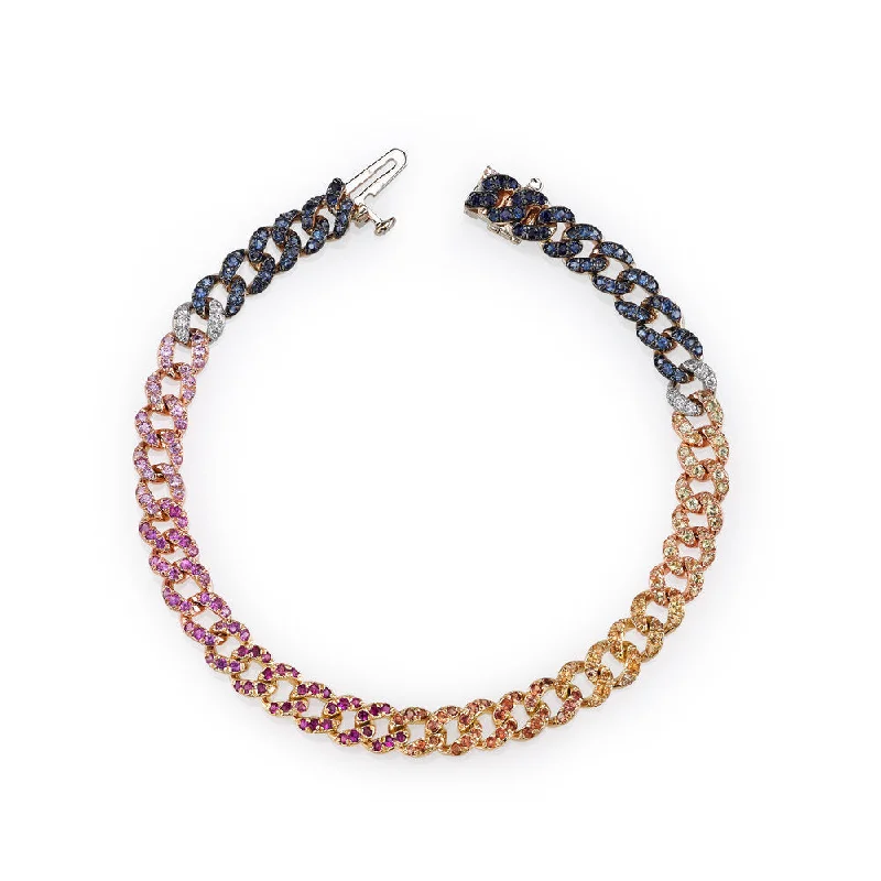 luxury bangle sets for women -READY TO SHIP RAINBOW PAVE MINI LINK BRACELET