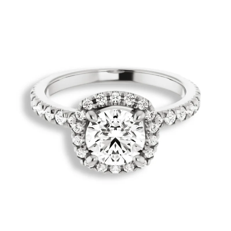 radiant-cut diamond engagement rings -Round Diamond Halo Engagement Ring