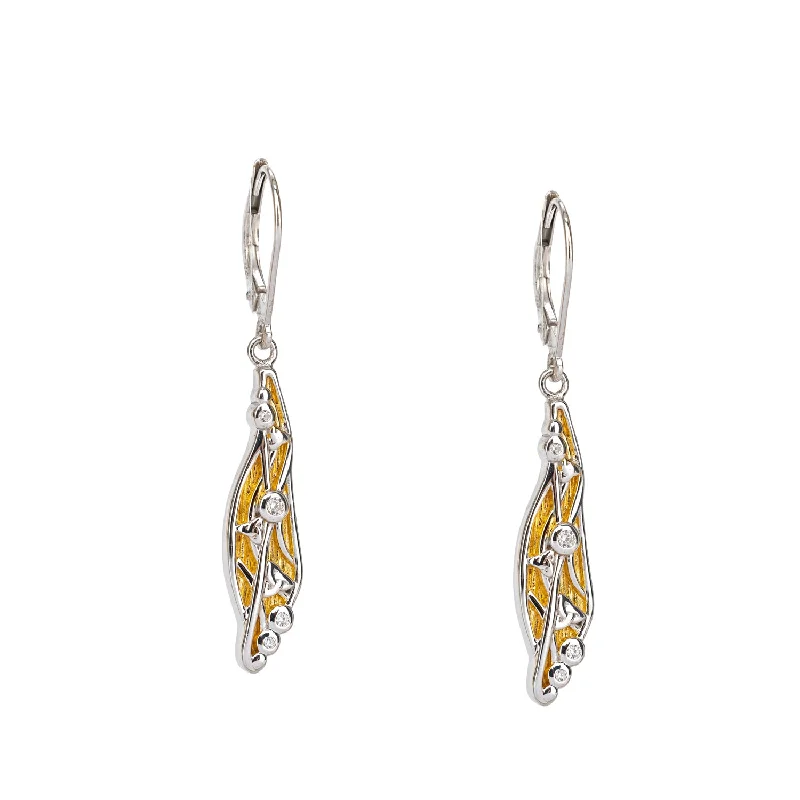 gold hoop earrings for women -Silver with 23k Gold Gilding Celestial Leverback Earrings