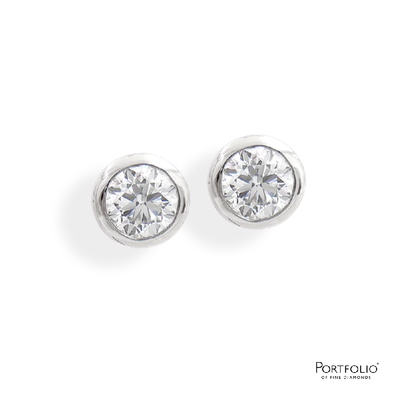 women’s diamond halo rings -0.60ct G SI1 Diamond Platinum Earrings