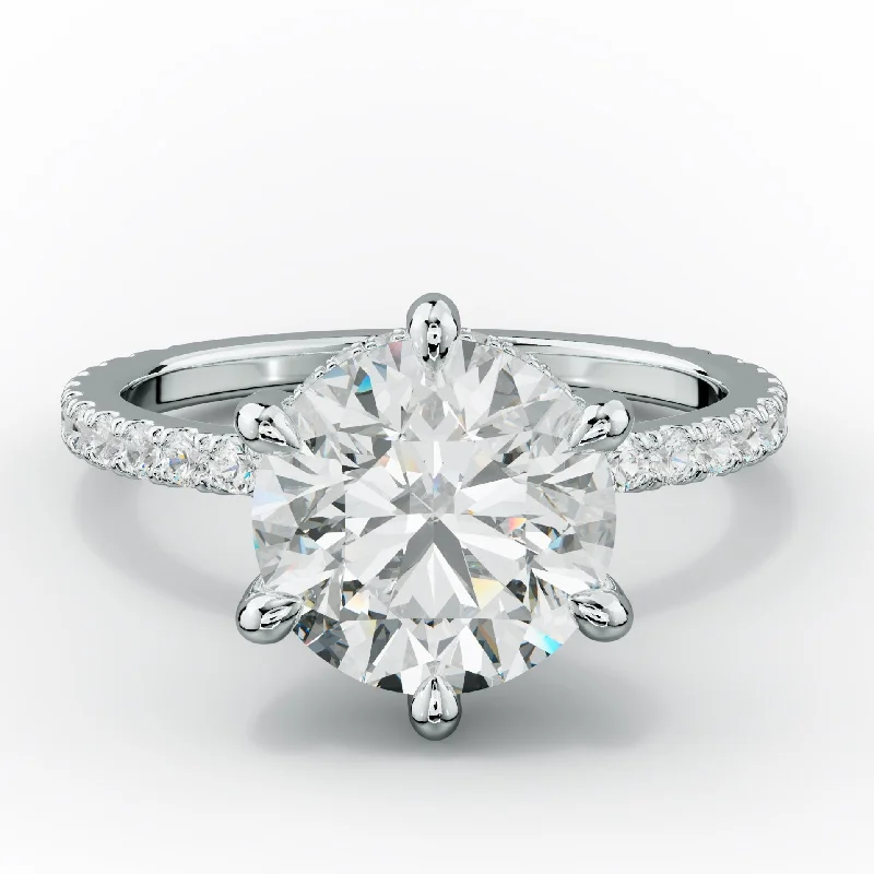 affordable diamond engagement rings -Chloe Six Prong Round Diamond Engagement Ring