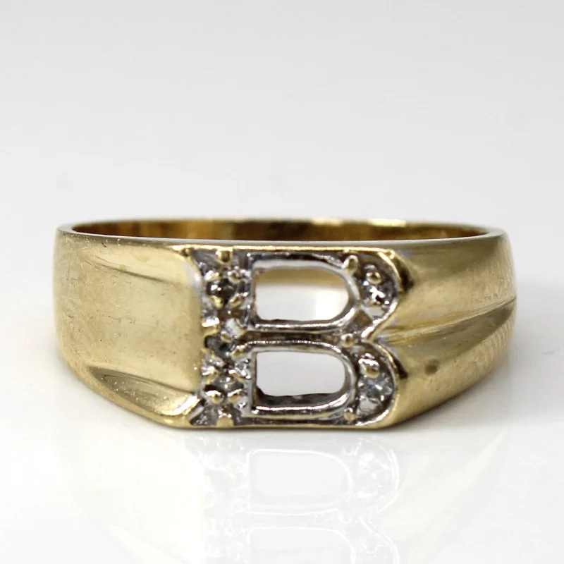 gold rings for women -Diamond B Letter Gold Ring | 0.04ctw | SZ 6.5 |