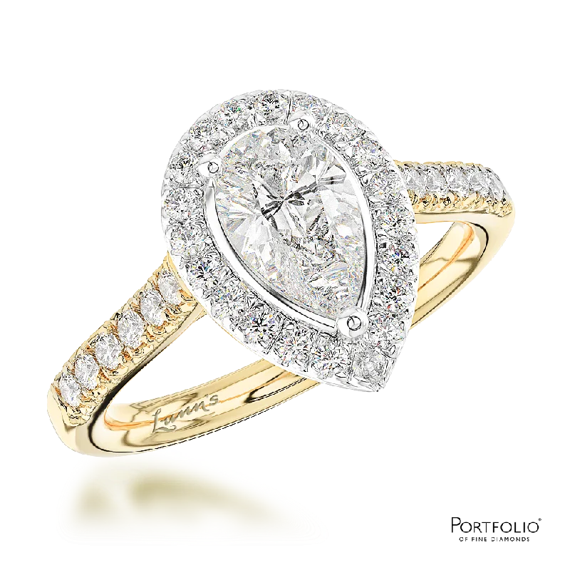 women’s diamond halo rings -Cluster 0.70ct E VS2 Diamond Yellow Gold/Platinum Ring