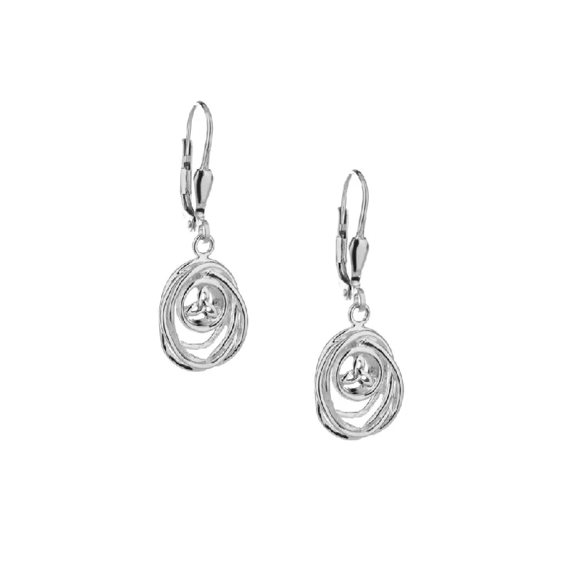 elegant drop earrings for women -Silver Celtic Cradle of Life Drop Earrings