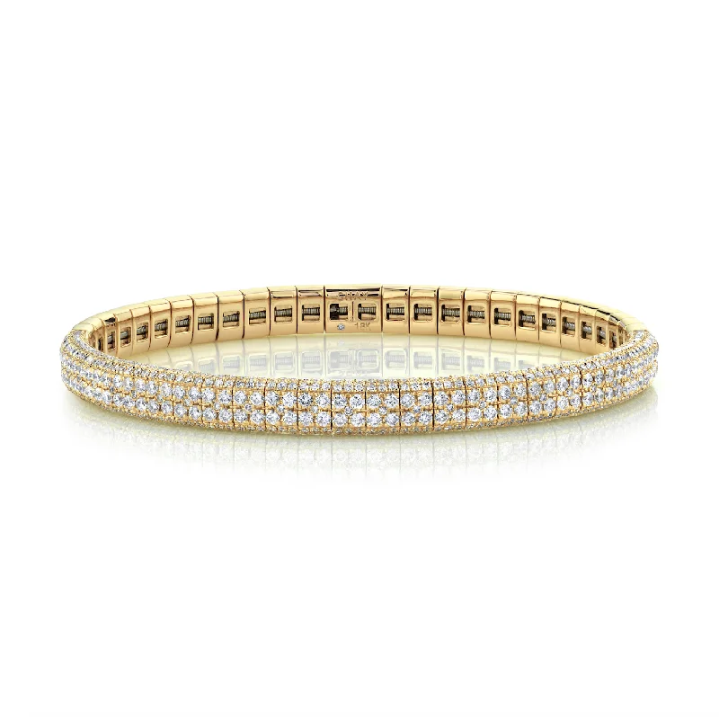 bridesmaid bangles for women -DIAMOND DOUBLE ROW PAVE STRETCH BRACELET