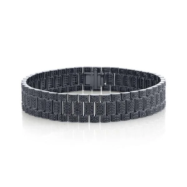 silver bracelets for women -MEN'S BLACK DIAMOND TWINKLE RAIL LINK BRACELET