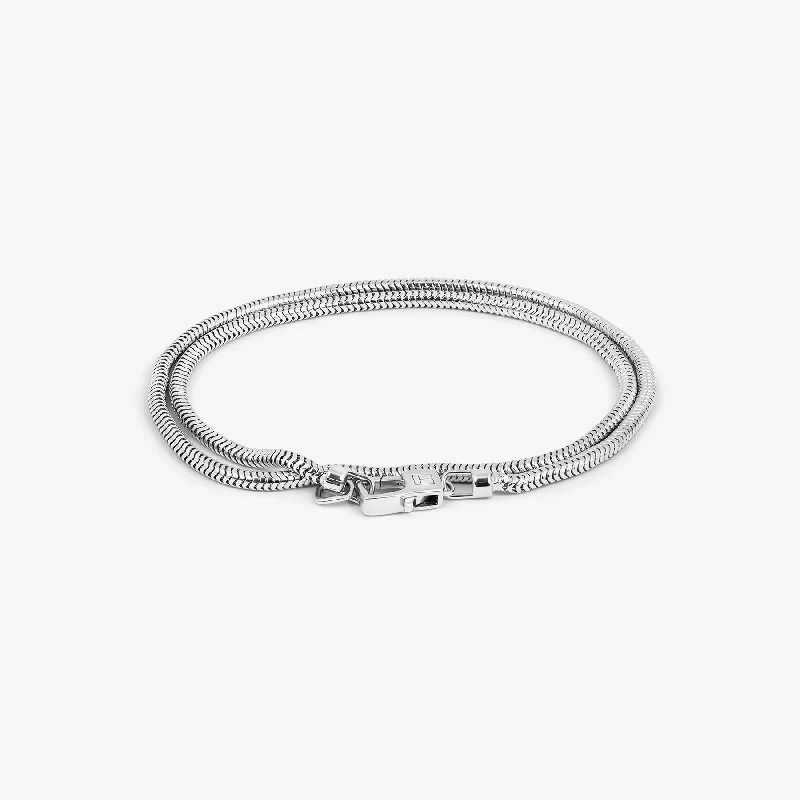 luxury tennis bracelets for women -Serpente Chain Bracelet In Rhodium Plated Silver- 2.4MM