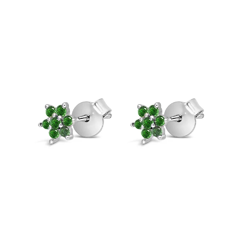 high-end earrings for women -SIMPLE FLOWER SHAPED STUD SILVER EARRING