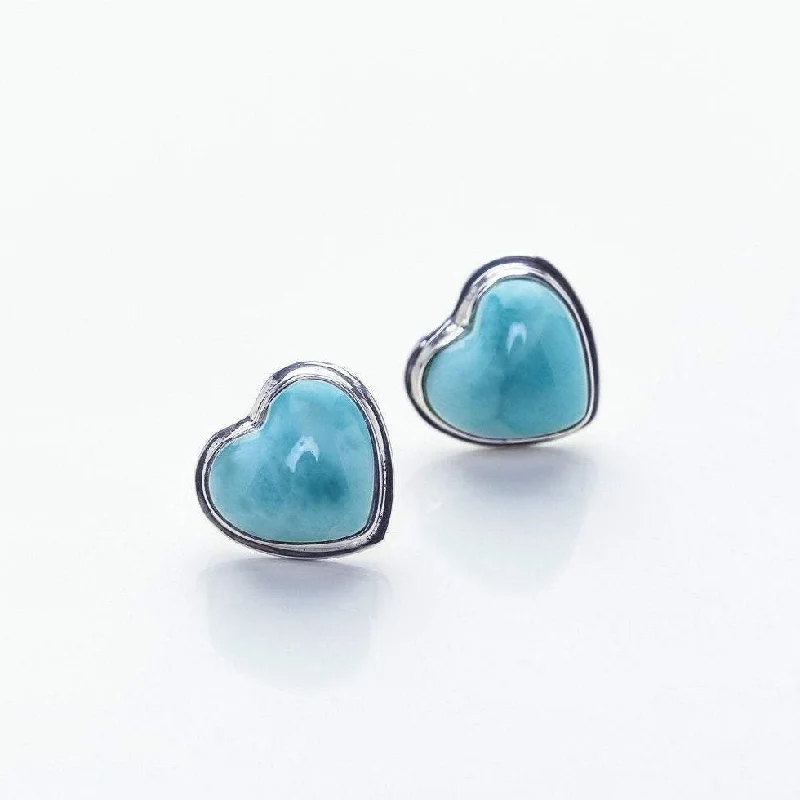 hoop earrings for evening wear -Larimar Heart Studs Irena