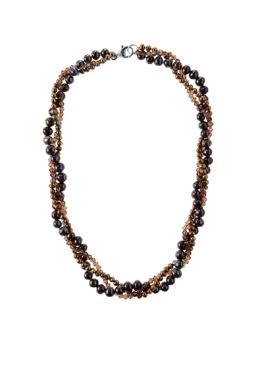 creative design necklaces for women -Black & Gold Pearl Necklace