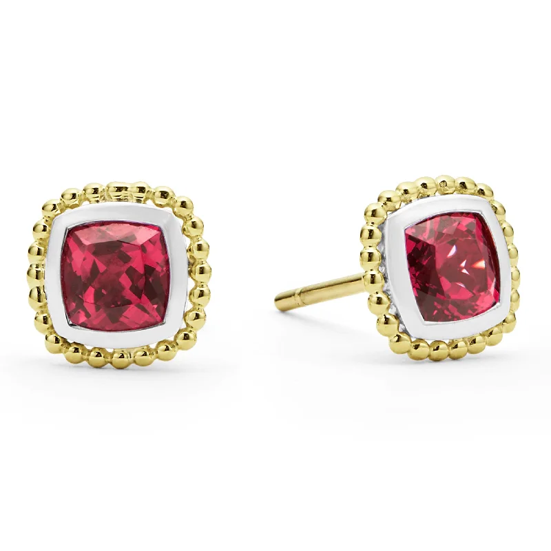 dainty earrings for women -Rittenhouse Two-Tone Rhodolite Garnet Stud Earrings